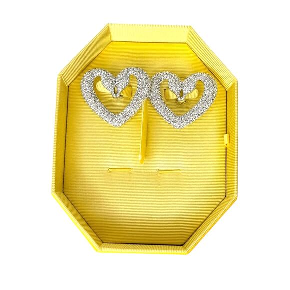 Swarovski Sublima Clip Earrings (Heart, Large, White, Rhodium plated) - Picture 1 of 7